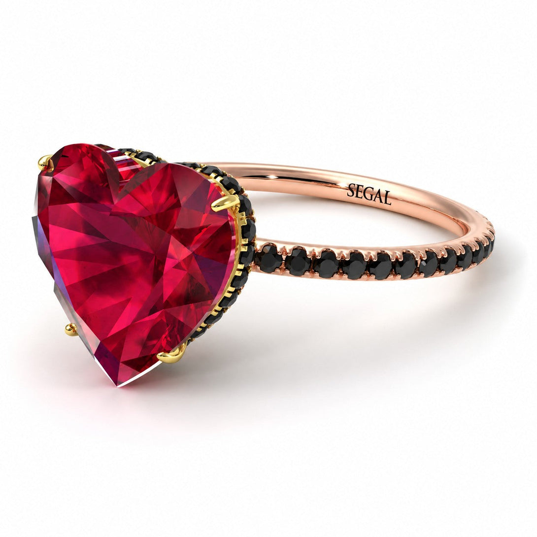 Two Tones Heart Shape Ruby Ring - Noelle No. 85