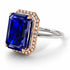 Two Tones Halo Emerald Cut Sapphire Ring With Hidden Diamonds - Rowan No. 84