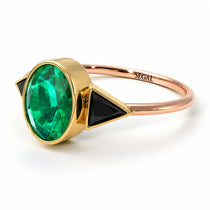 Two Tones Geometrical Bezel Emerald Ring - Trinity No. 84