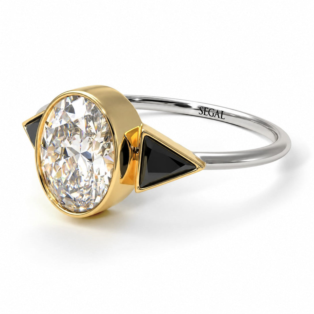 Two Tones Geometrical Bezel Diamond Ring - Trinity No. 82