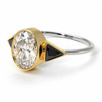 Two Tones Geometrical Bezel Diamond Ring - Trinity No. 82