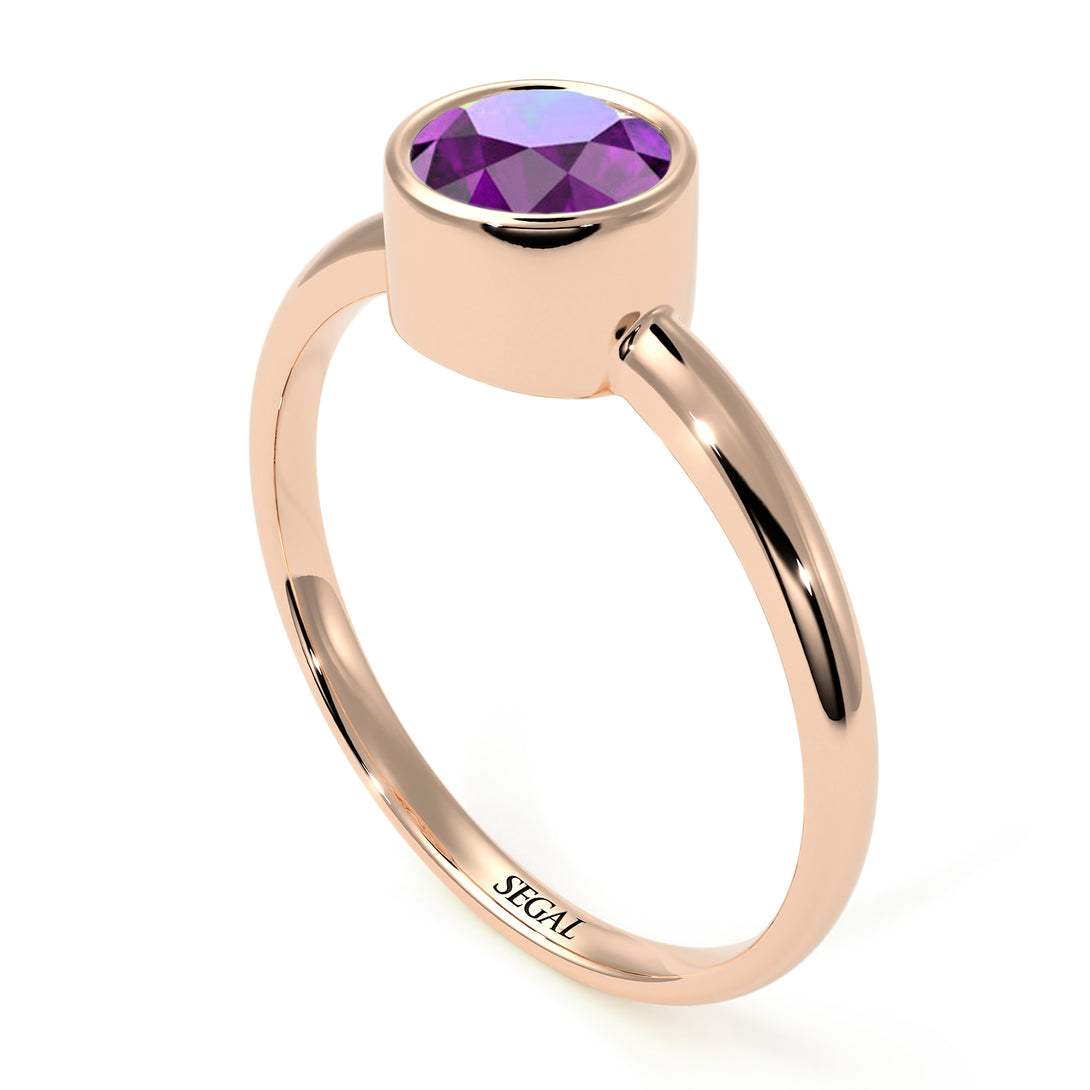 Solitaire Bezel Amethyst Ring - Emerson No. 302