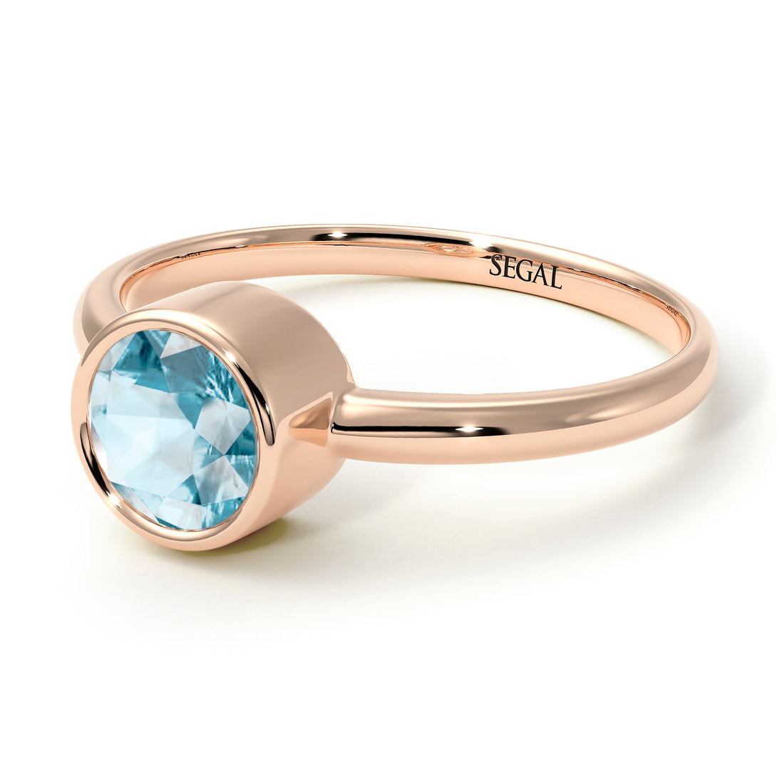 Solitaire Bezel Aquamarine Ring - Emerson No. 402