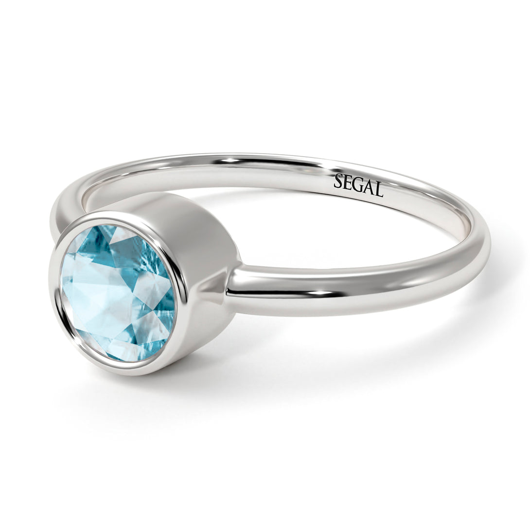 Solitaire Bezel Aquamarine Ring - Emerson No. 403
