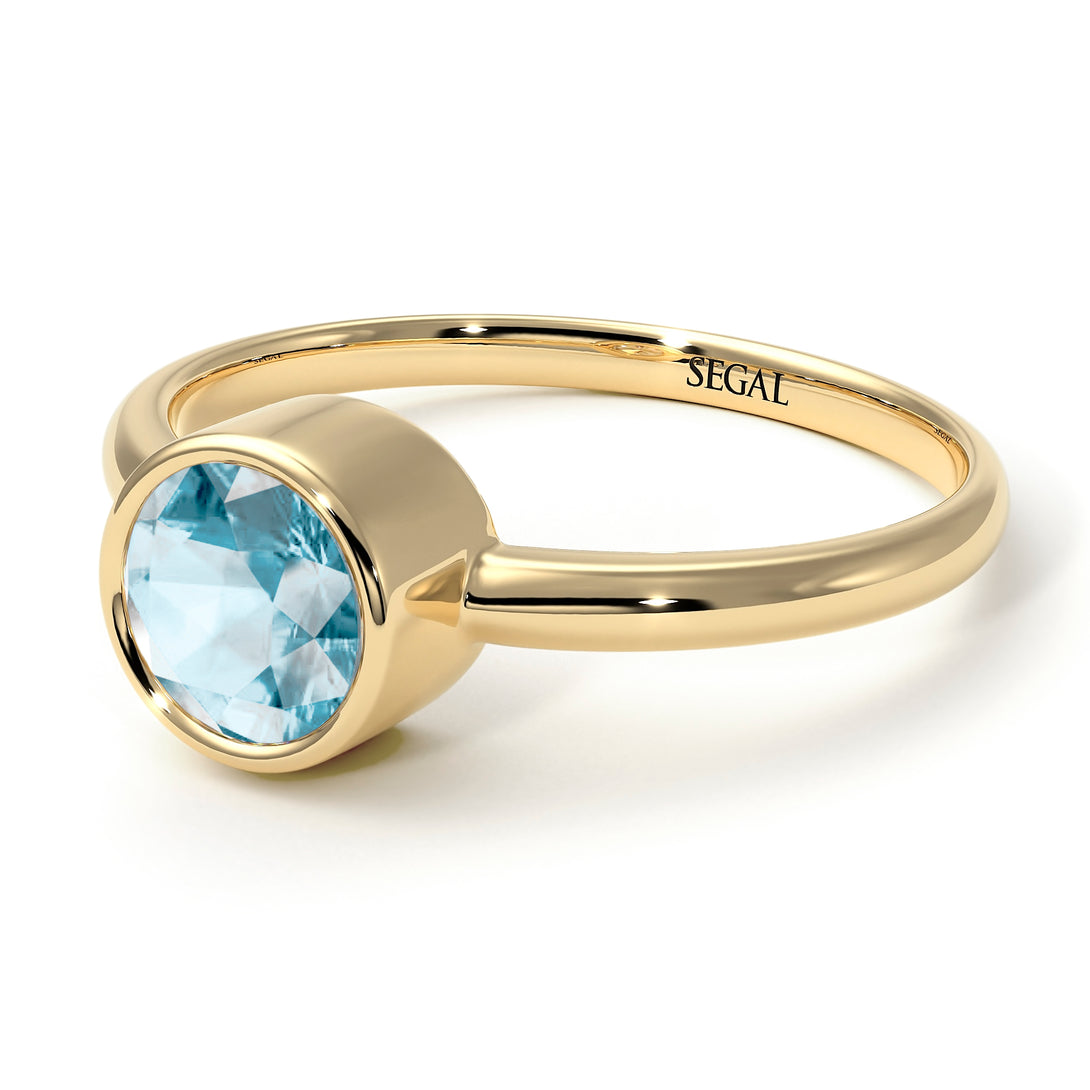 Solitaire Bezel Aquamarine Ring - Emerson No. 401