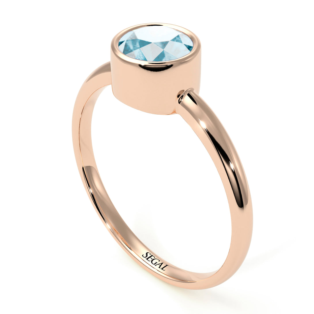 Solitaire Bezel Aquamarine Ring - Emerson No. 402