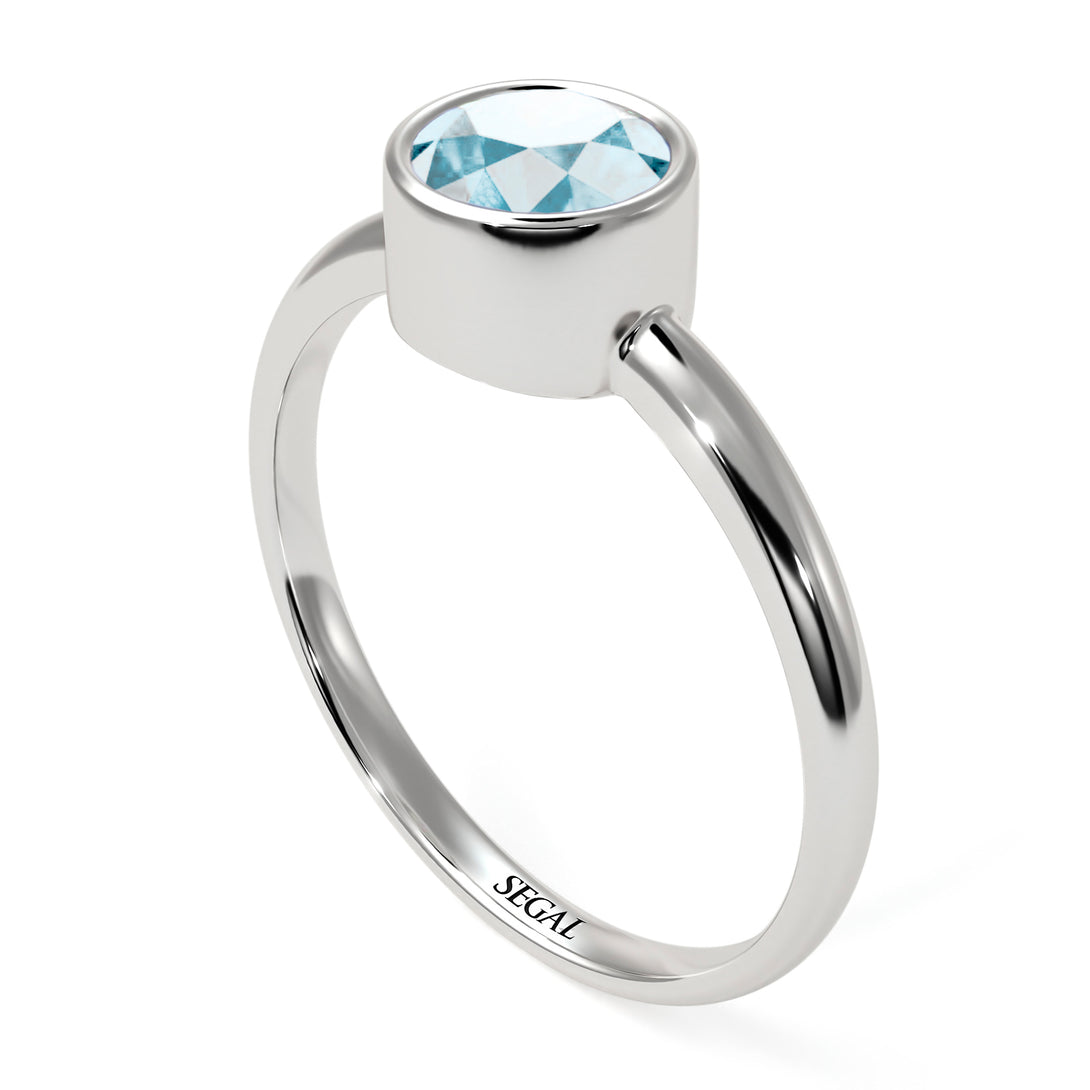 Solitaire Bezel Aquamarine Ring - Emerson No. 403