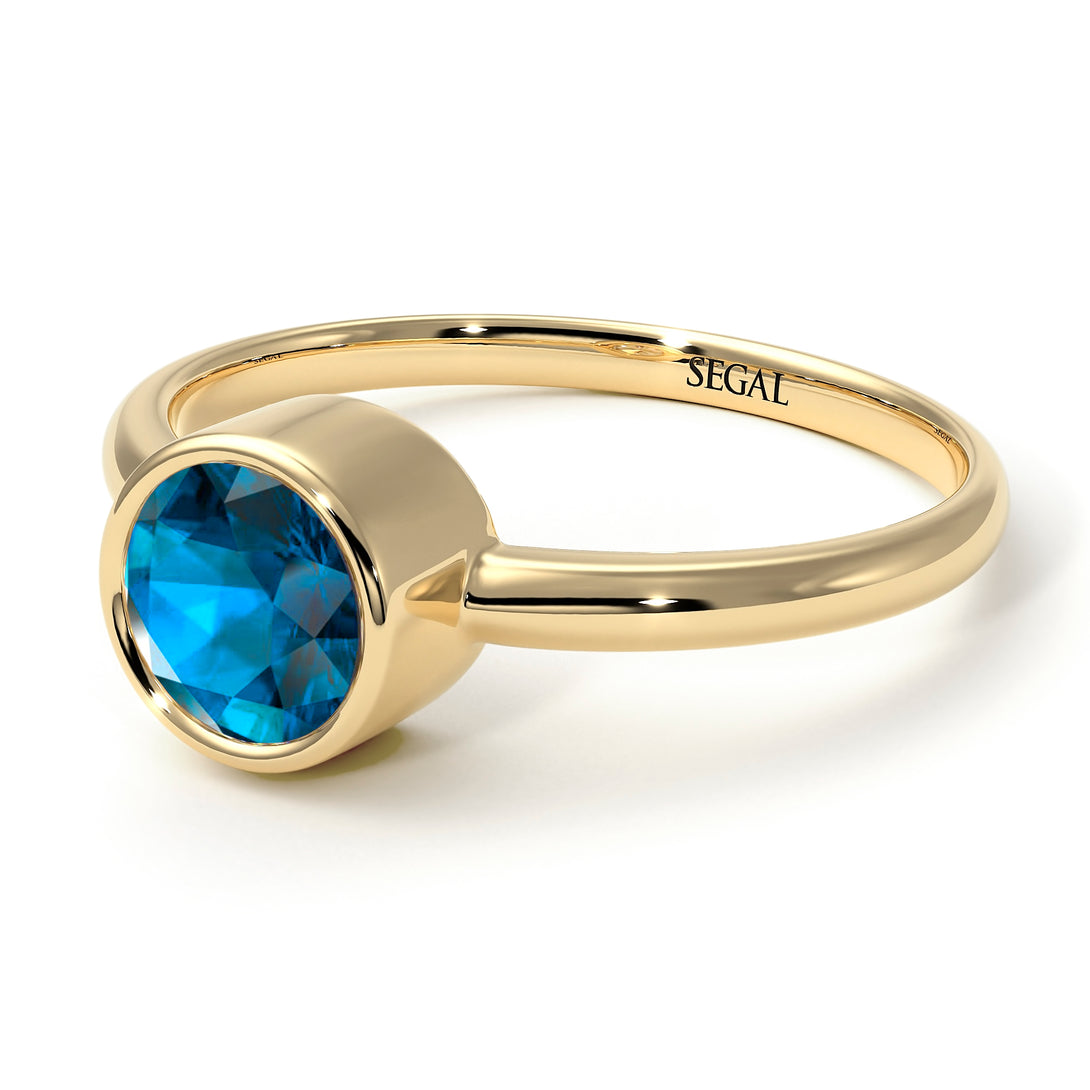 Solitaire Bezel Blue Topaz Ring - Emerson No. 501