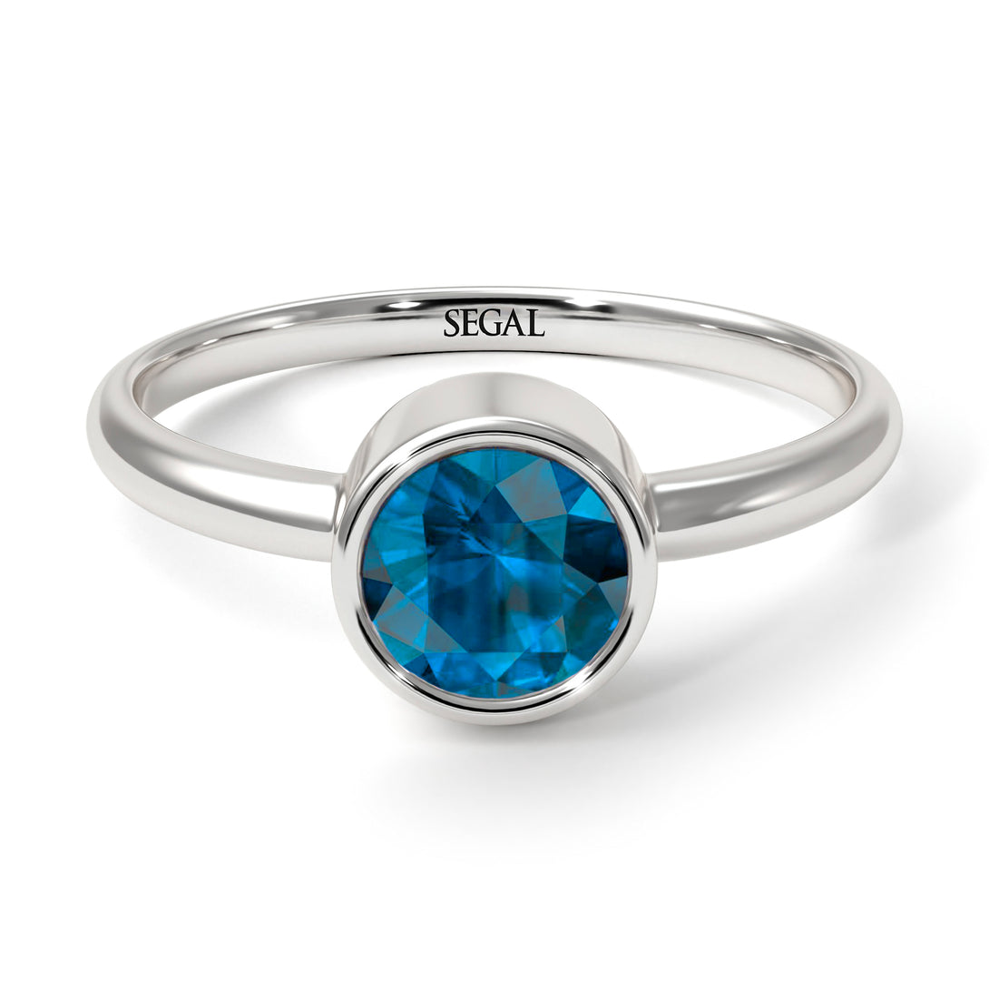 Solitaire Bezel Blue Topaz Ring - Emerson No. 503