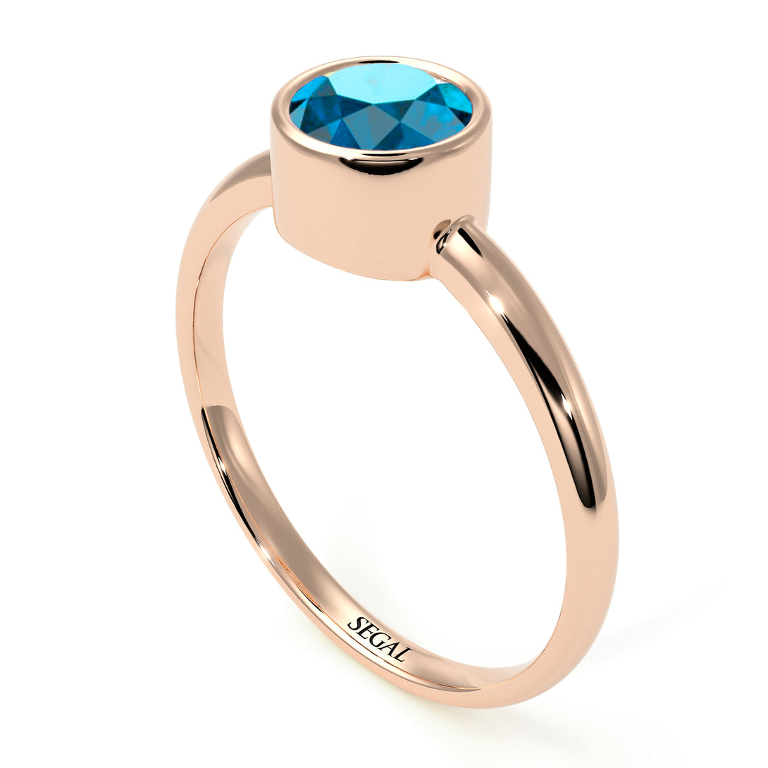 Solitaire Bezel Blue Topaz Ring - Emerson No. 502