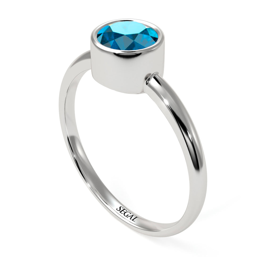 Solitaire Bezel Blue Topaz Ring - Emerson No. 503