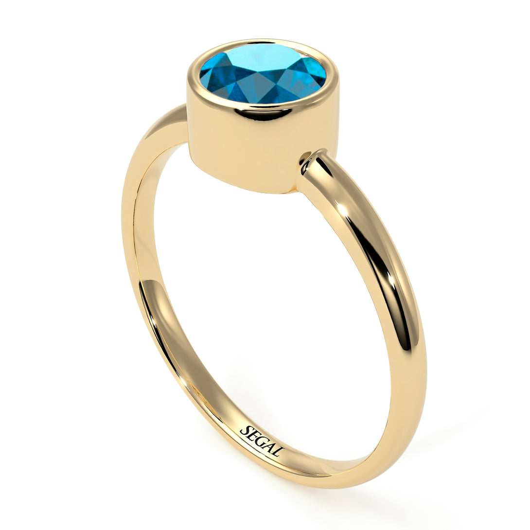 Solitaire Bezel Blue Topaz Ring - Emerson No. 501