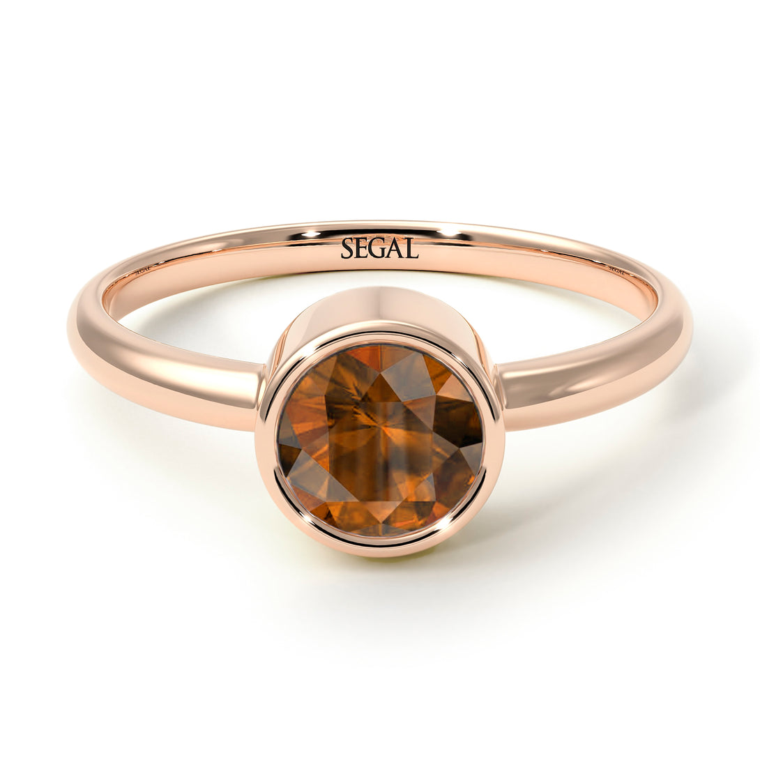 Solitaire Bezel Brown Diamond Ring - Emerson No. 1102