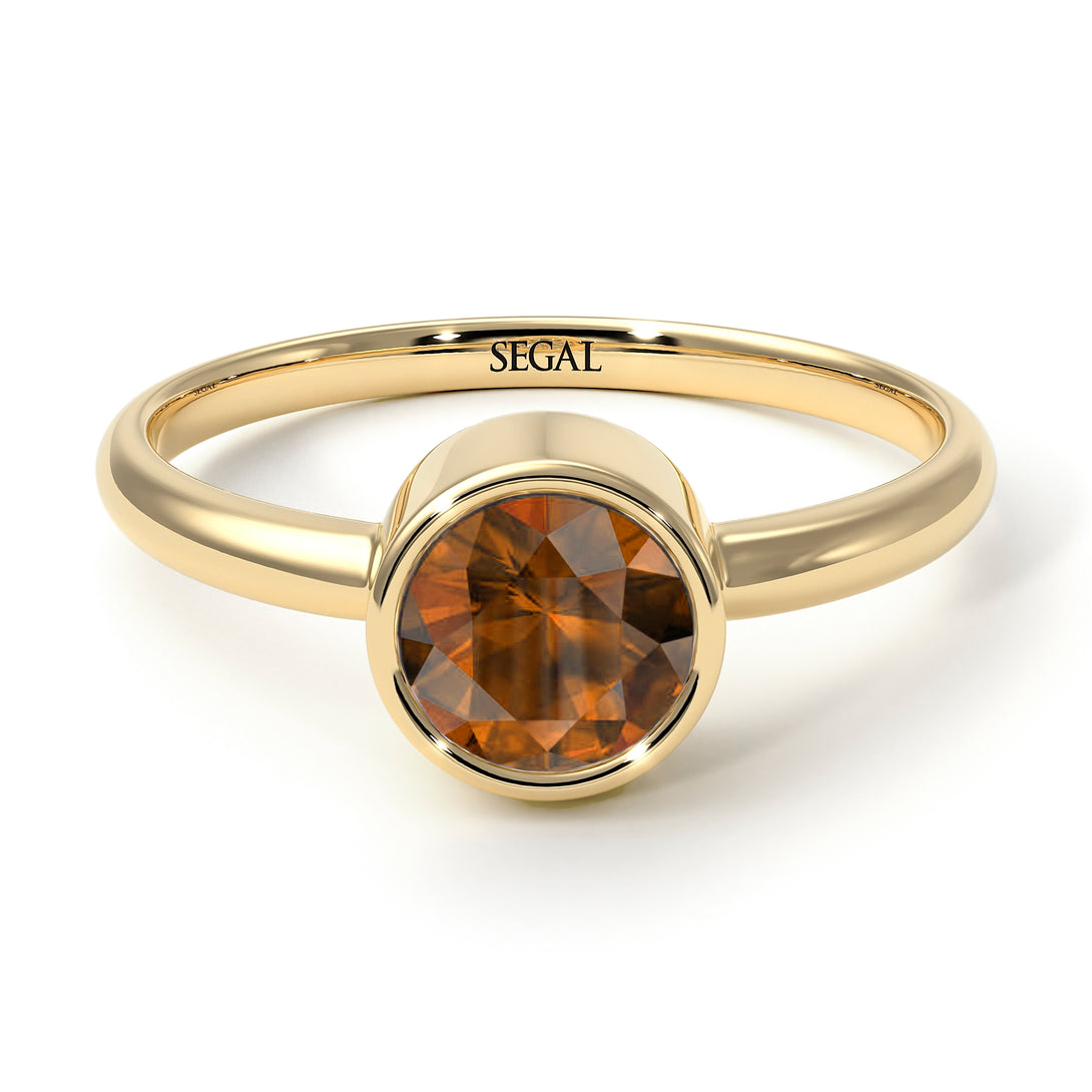 Solitaire Bezel Brown Diamond Ring - Emerson No. 1101