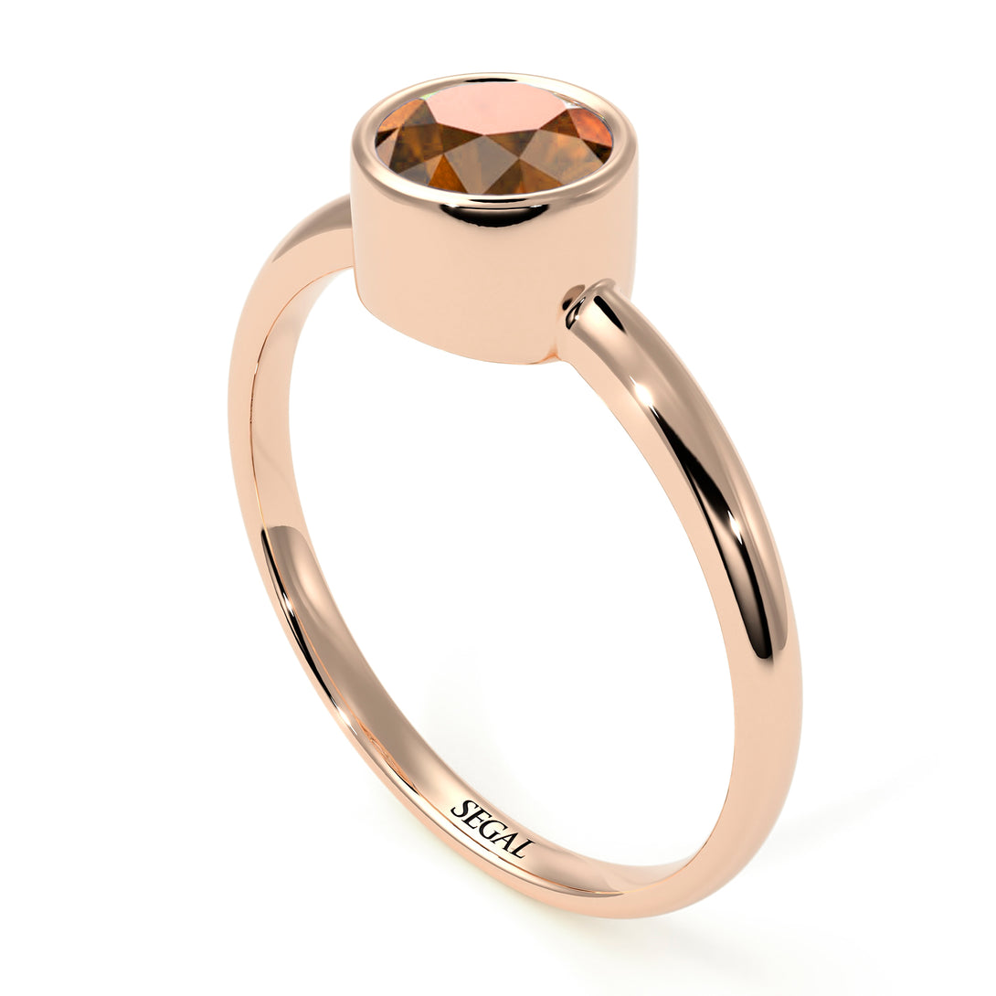 Solitaire Bezel Brown Diamond Ring - Emerson No. 1102