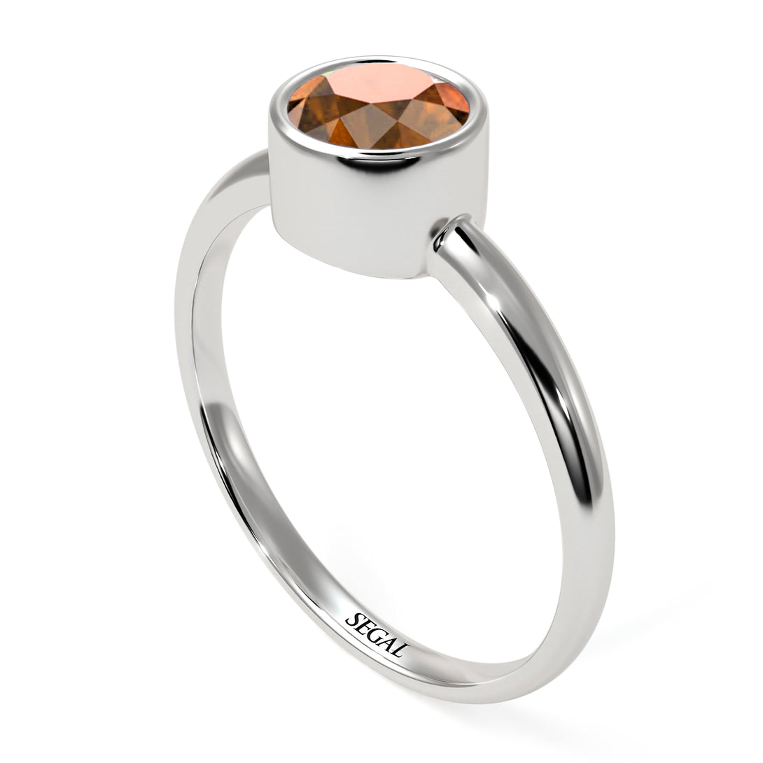 Solitaire Bezel Brown Diamond Ring - Emerson No. 1103