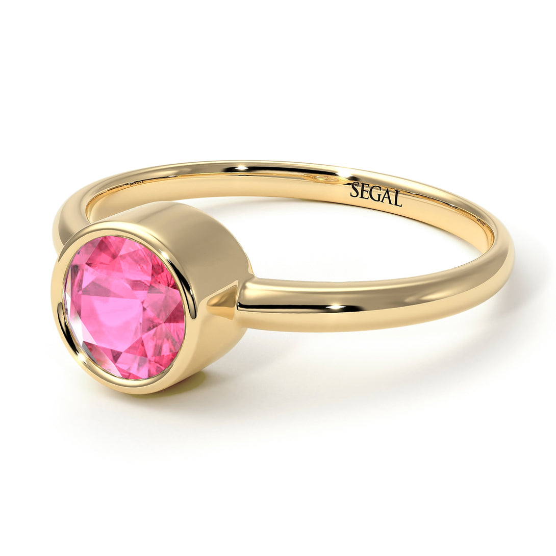 Solitaire Bezel Pink Moissanite Ring - Emerson No. 801
