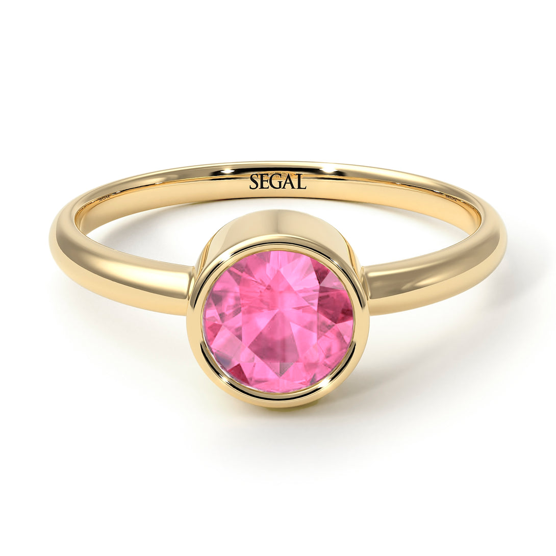 Solitaire Bezel Pink Moissanite Ring - Emerson No. 801