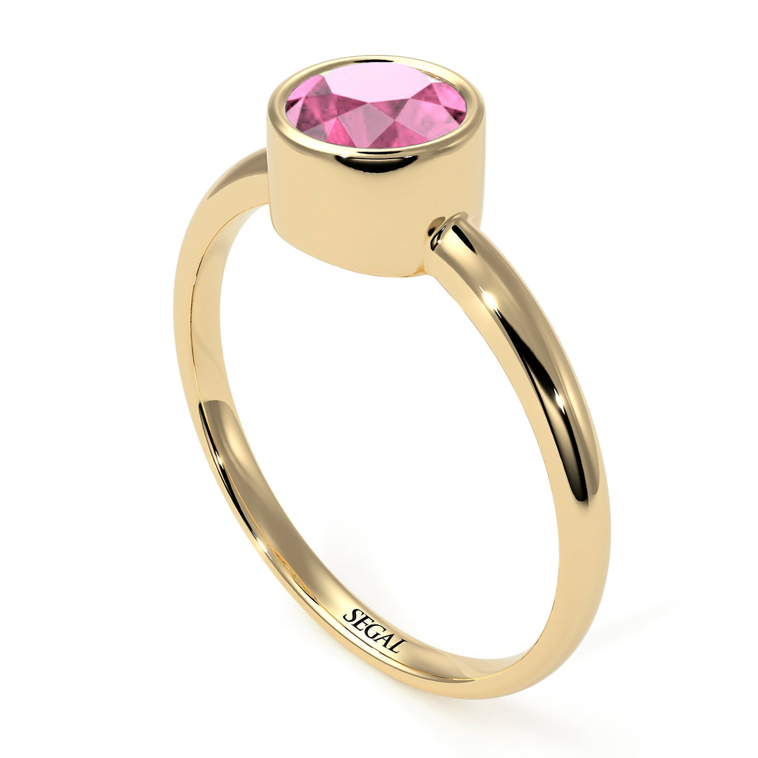 Solitaire Bezel Pink Moissanite Ring - Emerson No. 801