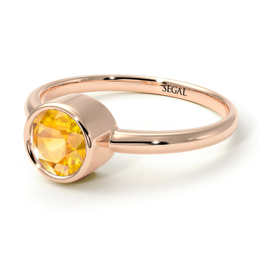 Solitaire Bezel Yellow Diamond Ring - Emerson No. 1002
