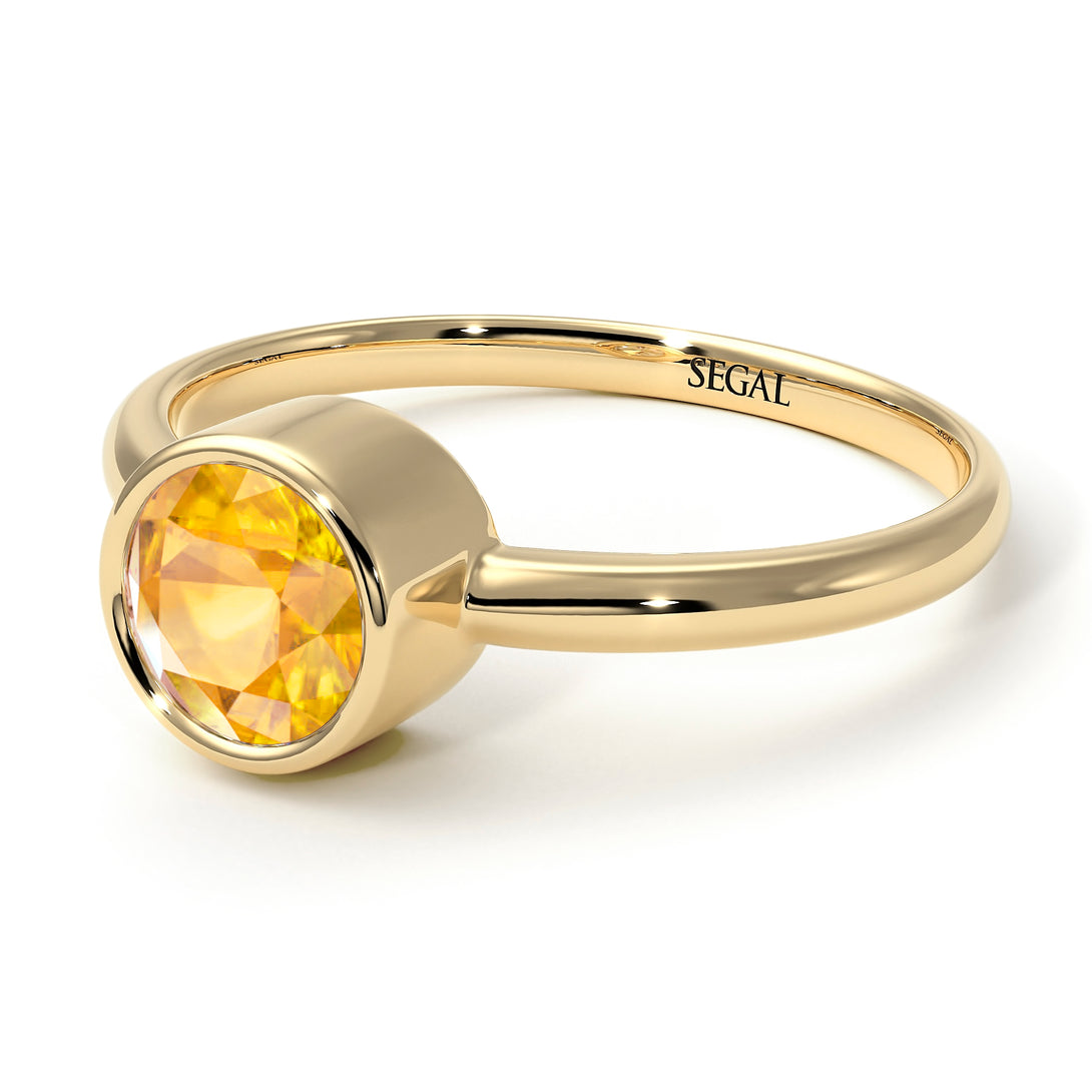 Solitaire Bezel Yellow Diamond Ring - Emerson No. 1001