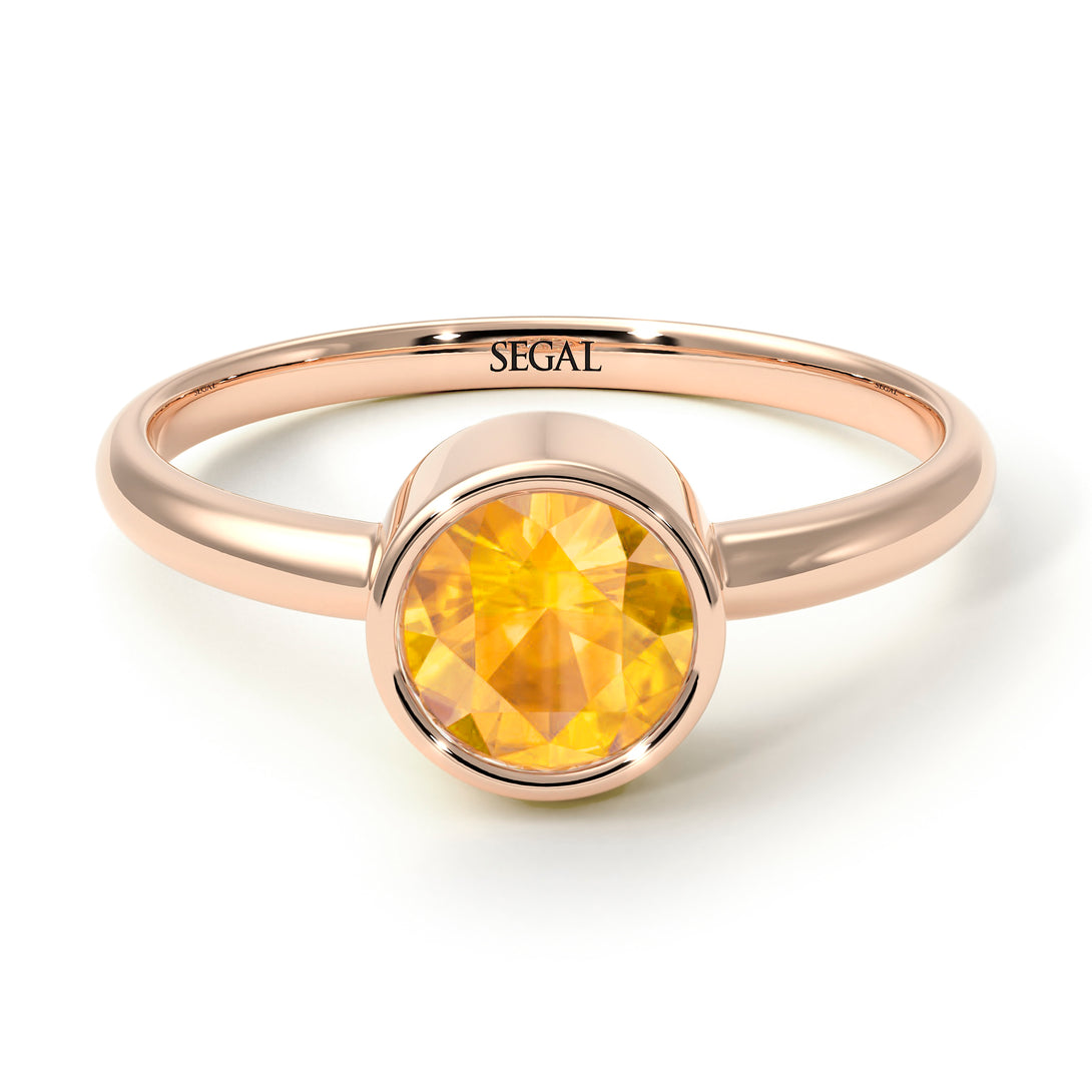 Solitaire Bezel Yellow Diamond Ring - Emerson No. 1002