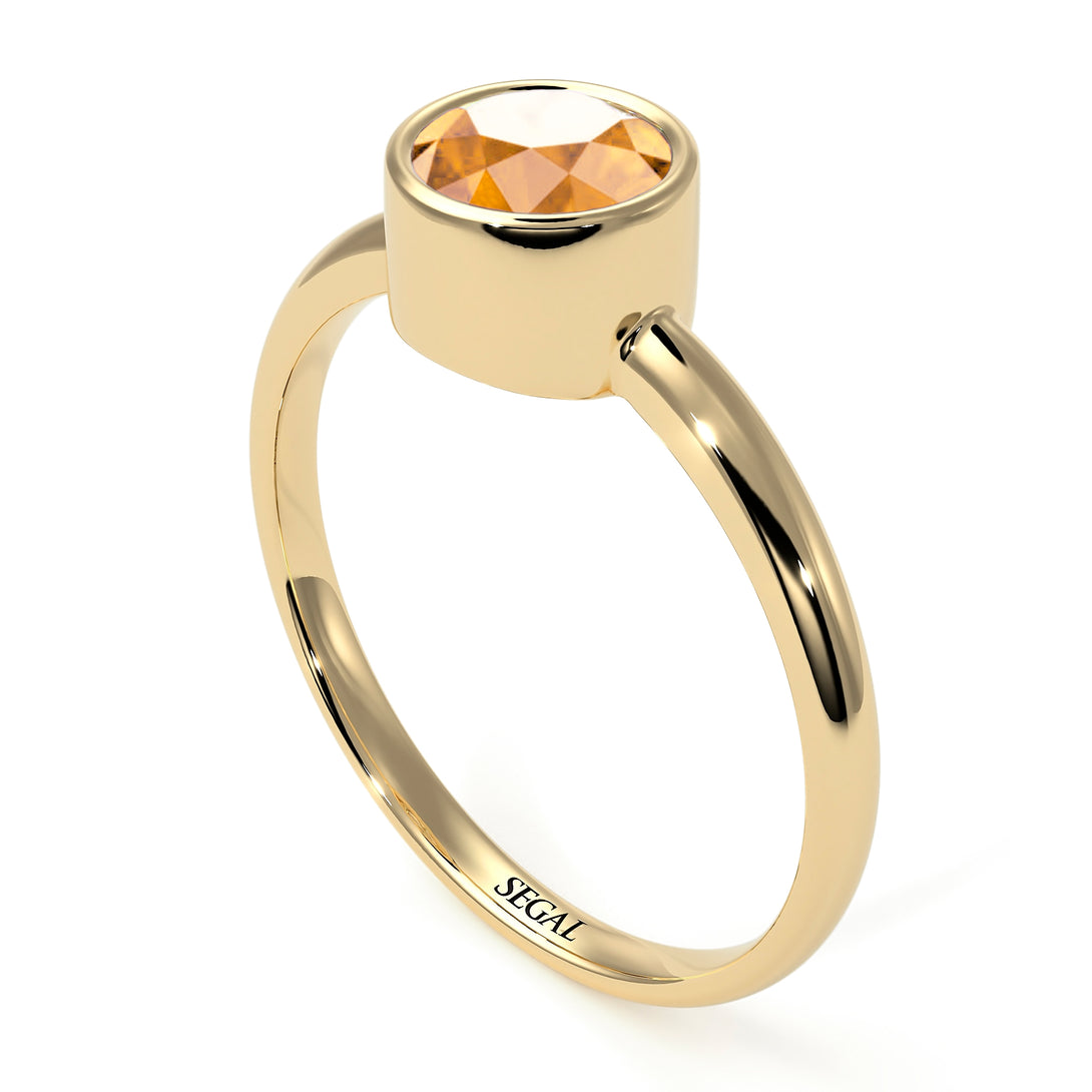 Solitaire Bezel Yellow Diamond Ring - Emerson No. 1001