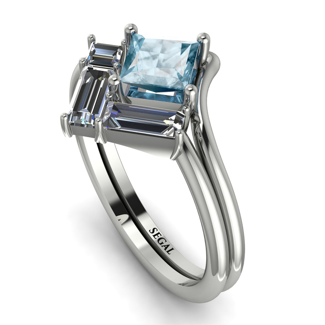 Stacking Princess Aquamarine Ring - Elise No. 403