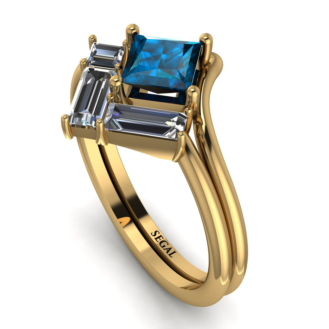 Stacking Princess Blue Topaz Ring - Elise No. 501