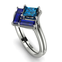 Stacking Princess Blue Topaz Ring - Elise No. 515 image 1