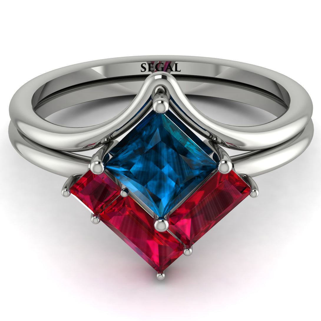 Stacking Princess Blue Topaz Ring - Elise No. 512