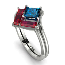 Stacking Princess Blue Topaz Ring - Elise No. 512 image 1