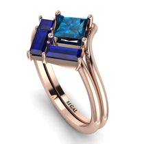 Stacking Princess Blue Topaz Ring - Elise No. 514 image 1