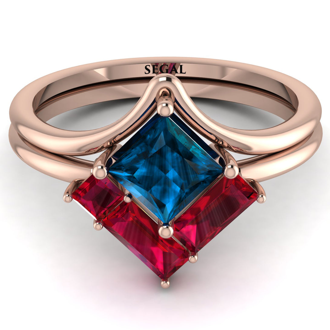 Stacking Princess Blue Topaz Ring - Elise No. 511