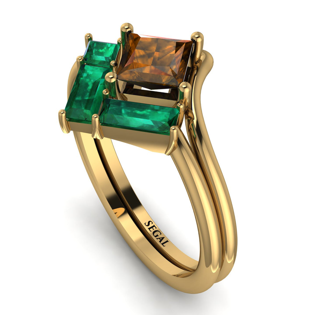 Stacking Princess Brown Diamond Ring - Elise No. 1104