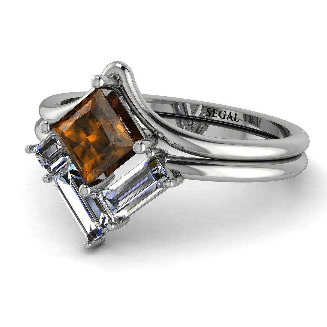 Stacking Princess Brown Diamond Ring - Elise No. 1103