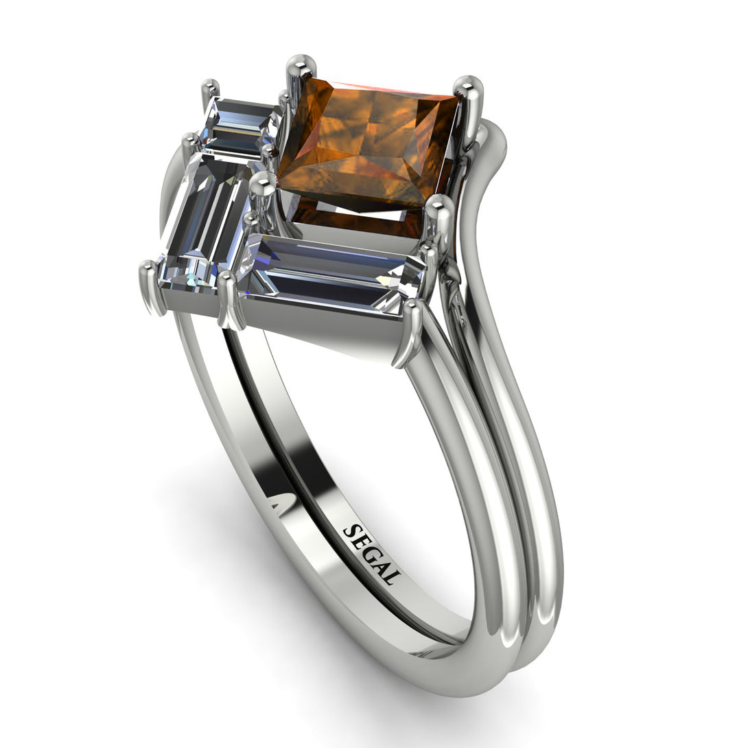 Stacking Princess Brown Diamond Ring - Elise No. 1103