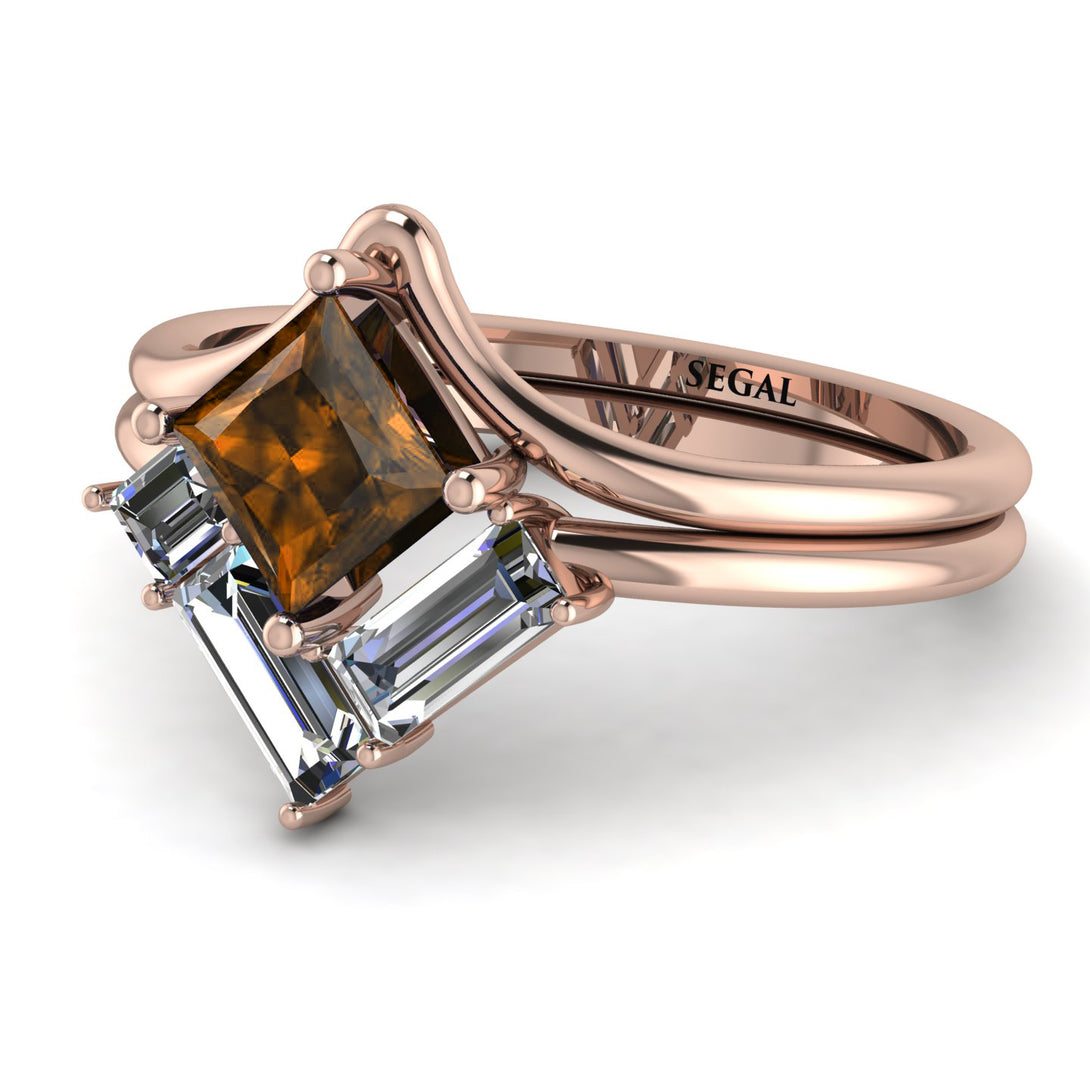 Stacking Princess Brown Diamond Ring - Elise No. 1102