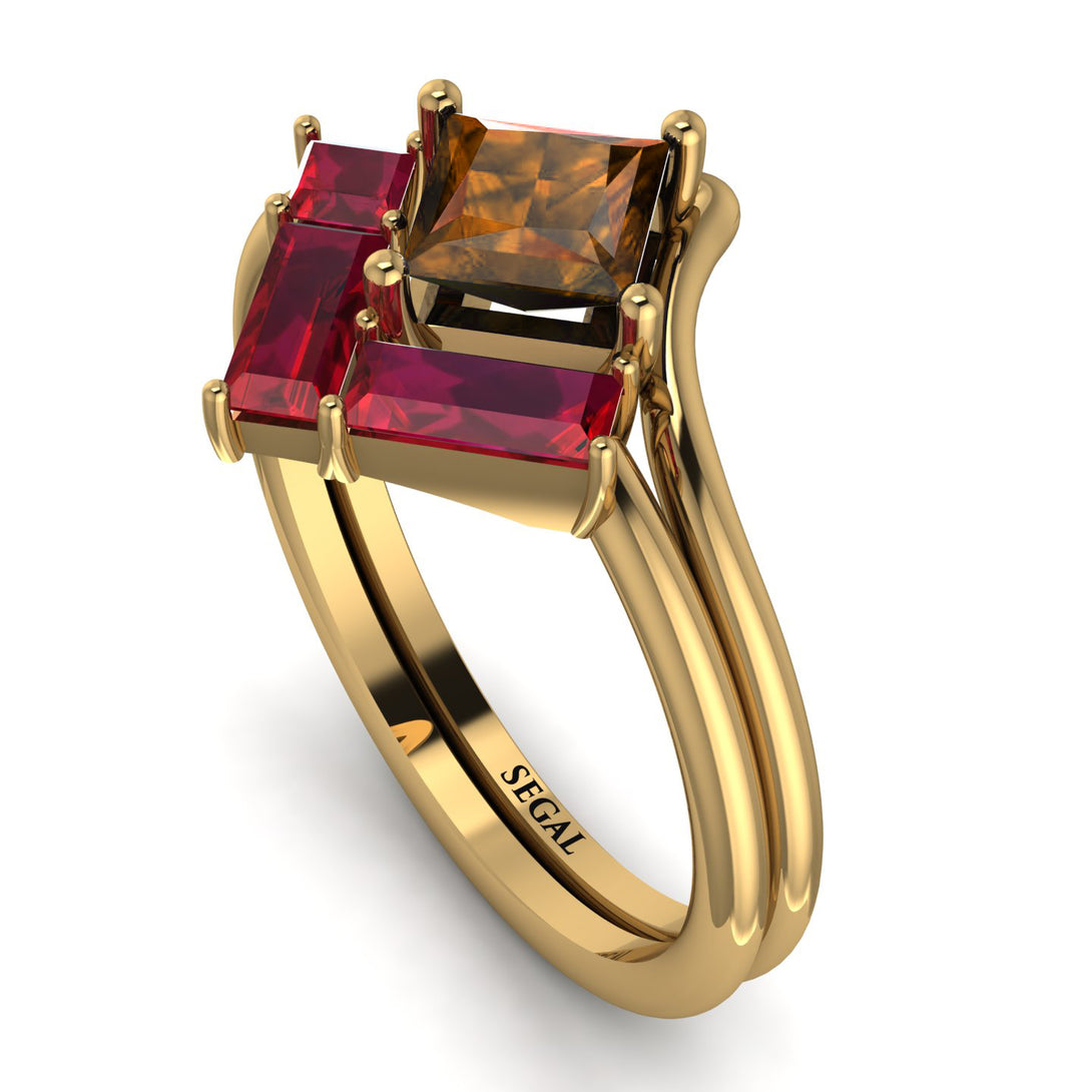 Stacking Princess Brown Diamond Ring - Elise No. 1110