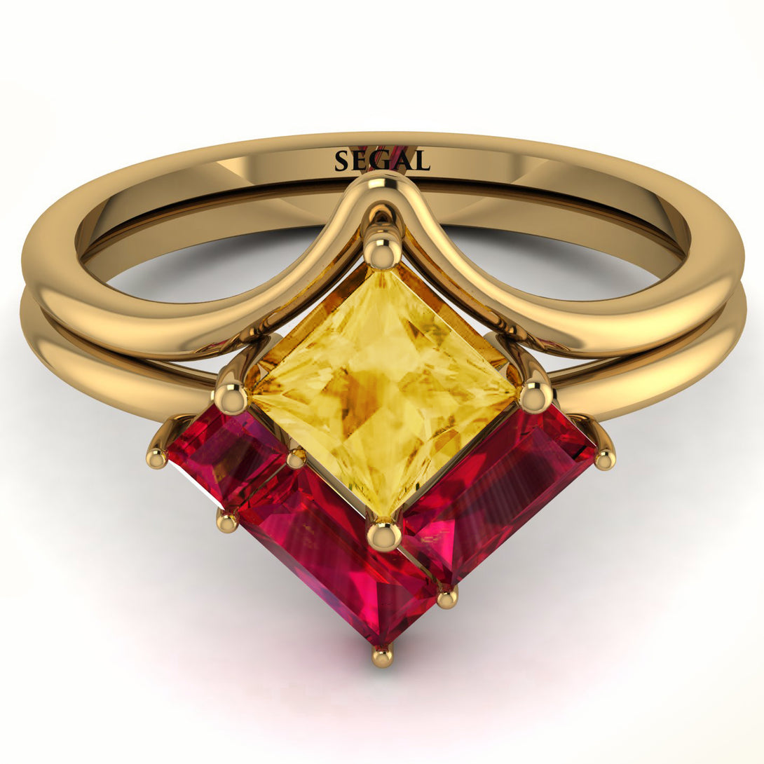 Stacking Princess Citrine Ring - Elise No. 610