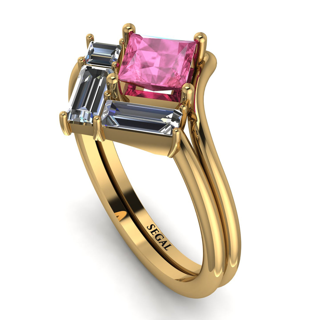 Stacking Princess Pink Moissanite Ring - Elise No. 801