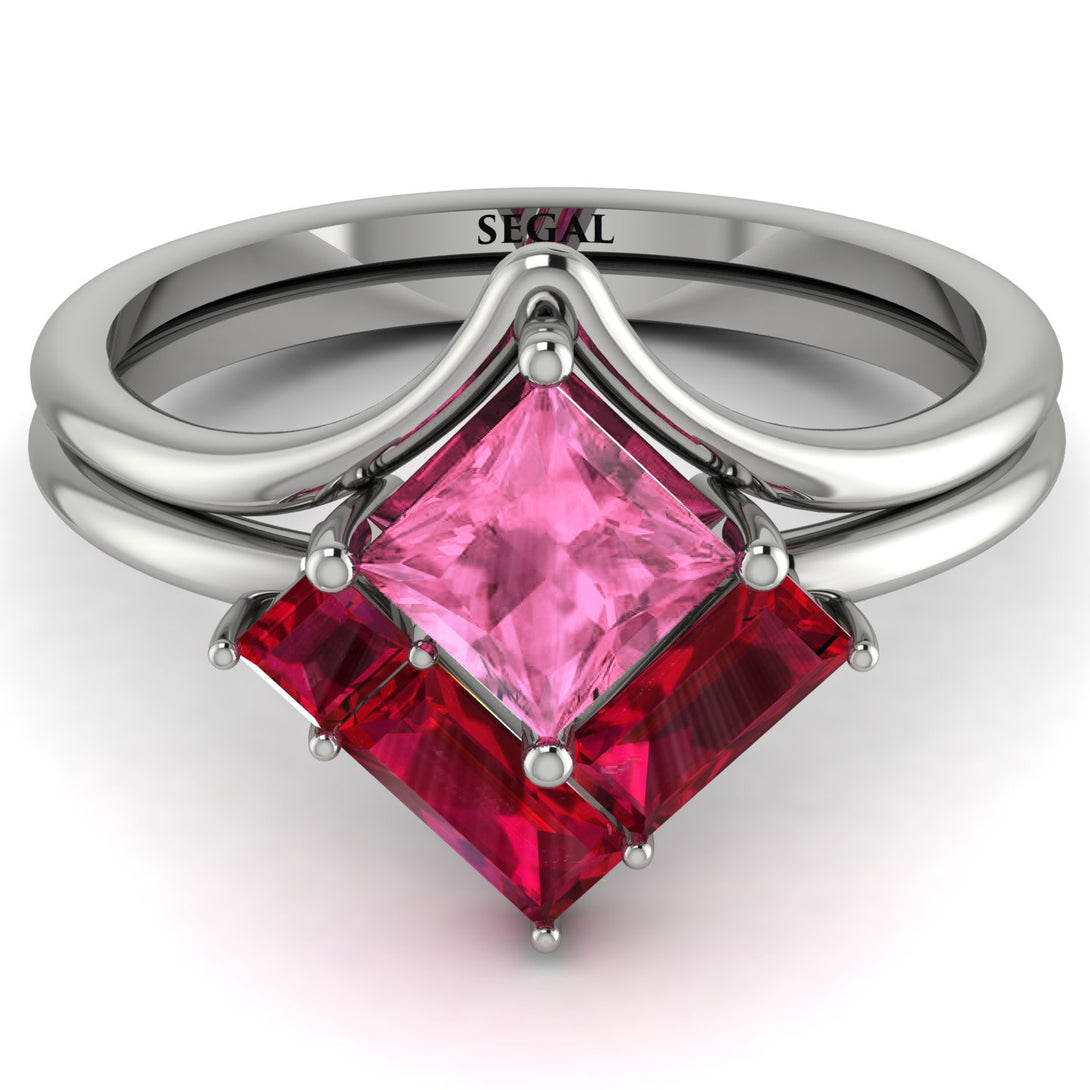 Stacking Princess Pink Moissanite Ring - Elise No. 812