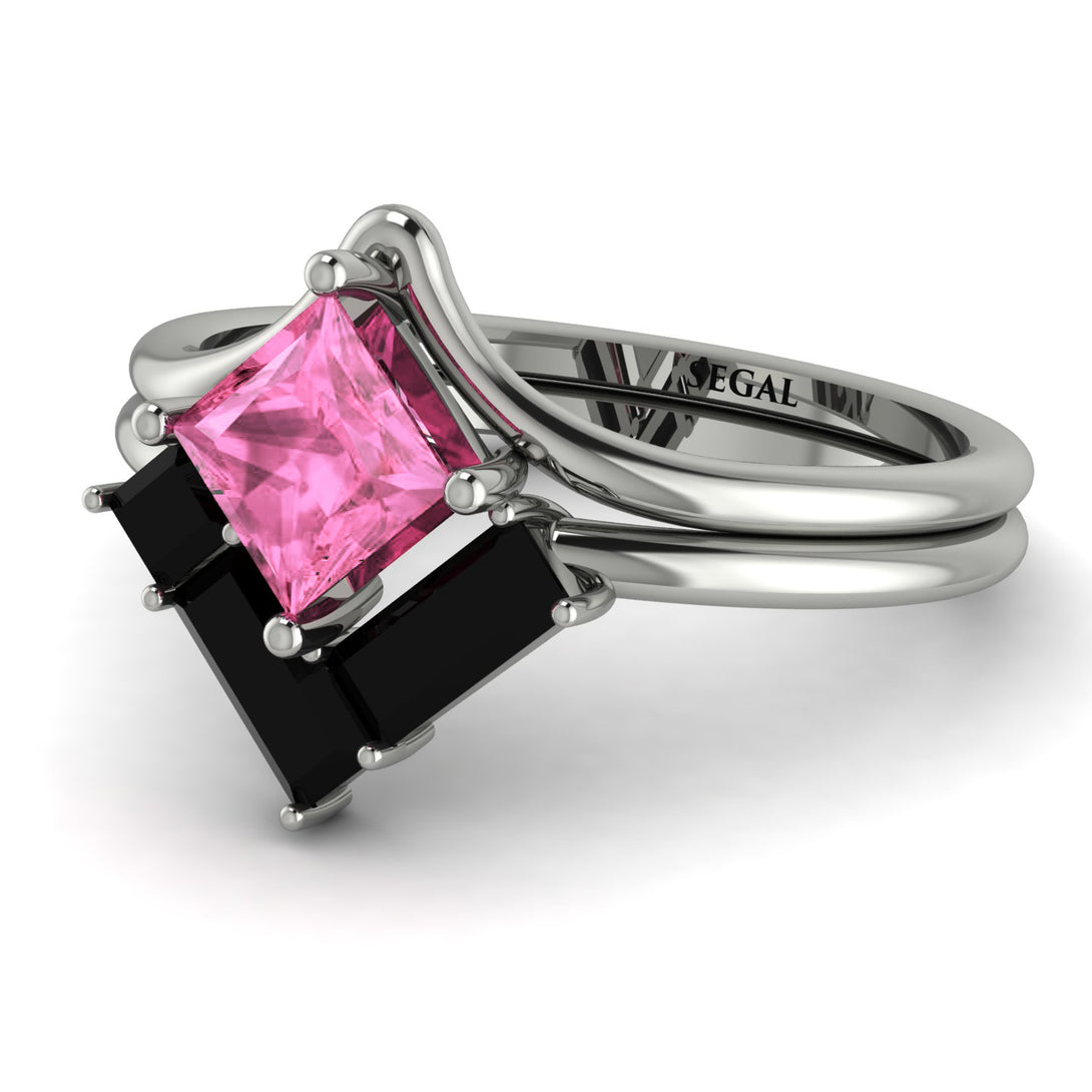 Stacking Princess Pink Moissanite Ring - Elise No. 809