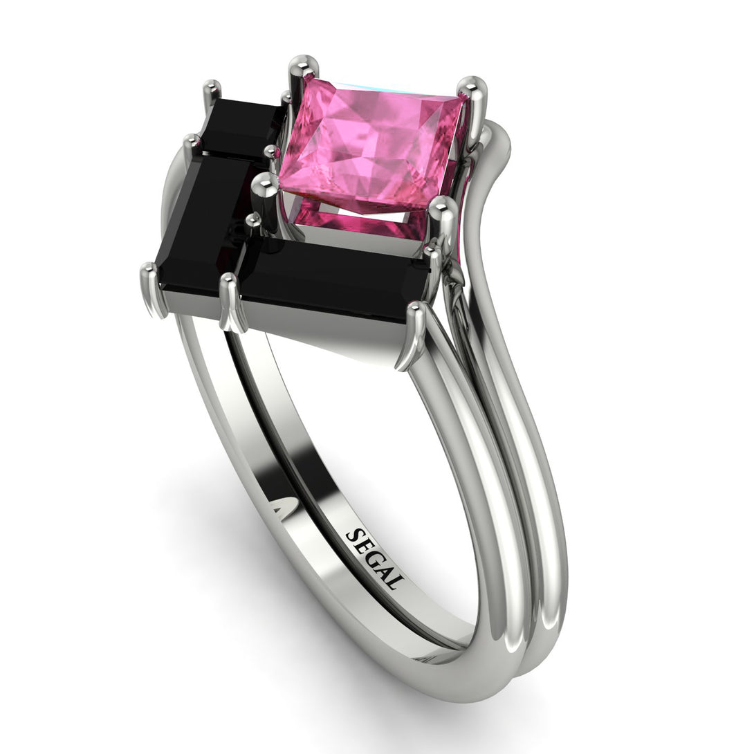 Stacking Princess Pink Moissanite Ring - Elise No. 809