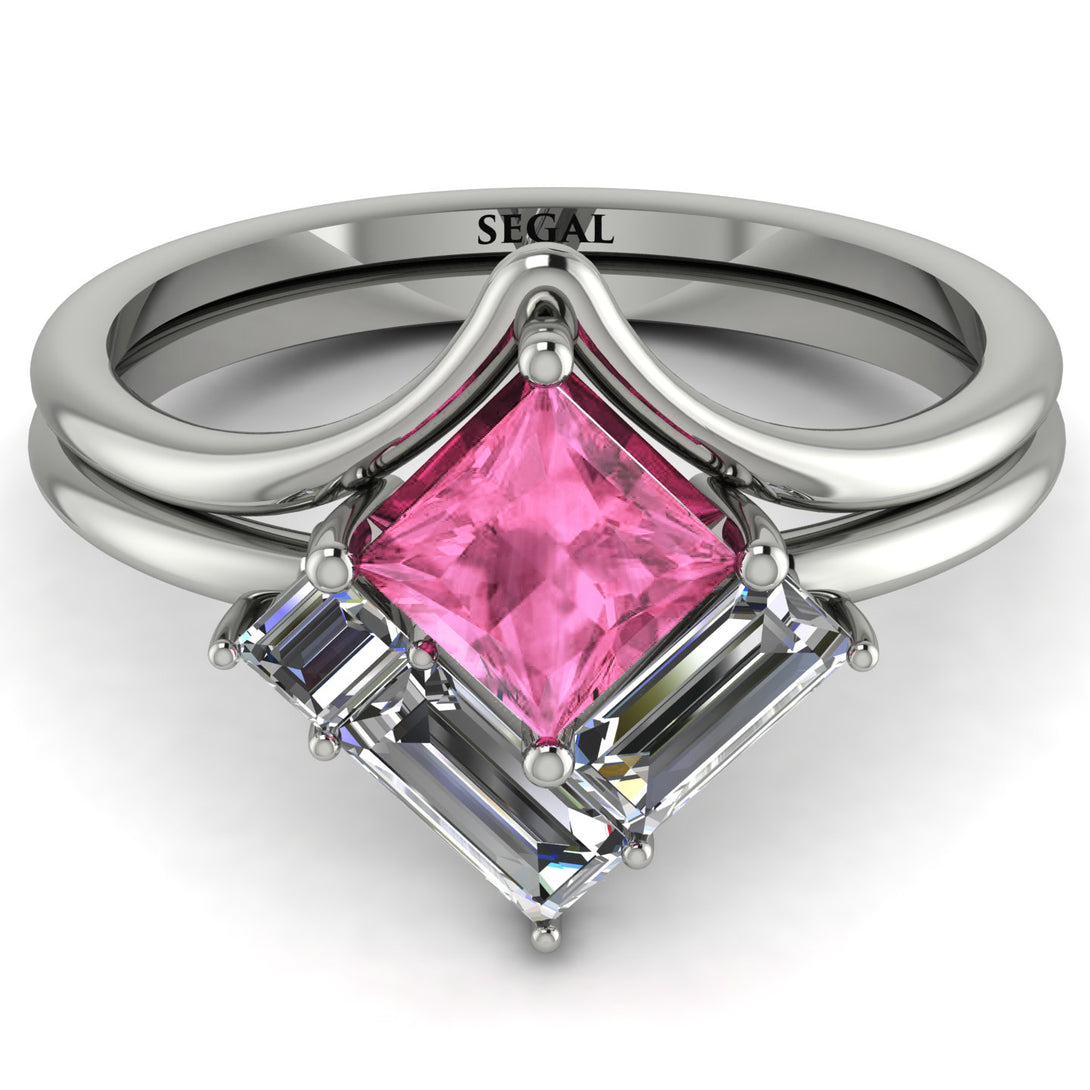 Stacking Princess Pink Moissanite Ring - Elise No. 803