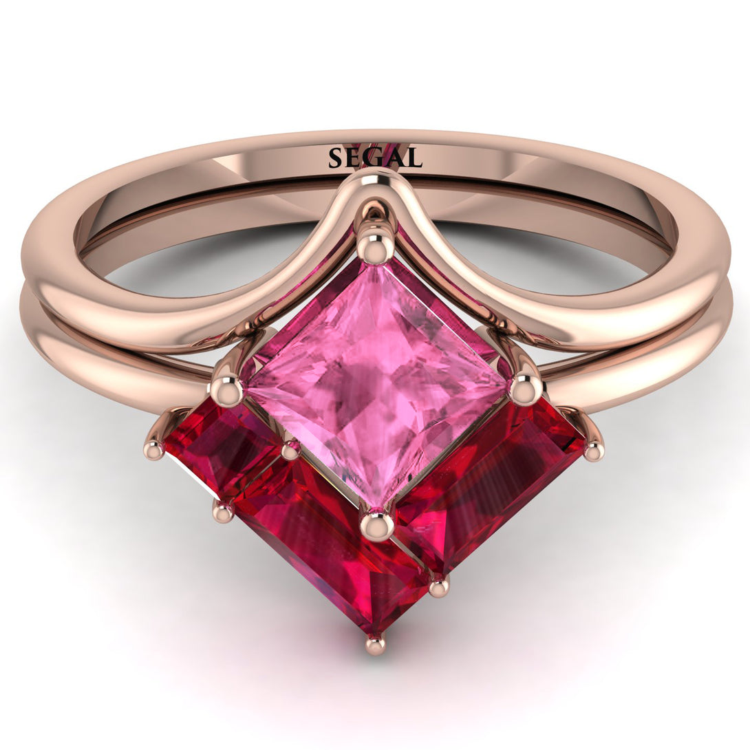 Stacking Princess Pink Moissanite Ring - Elise No. 811