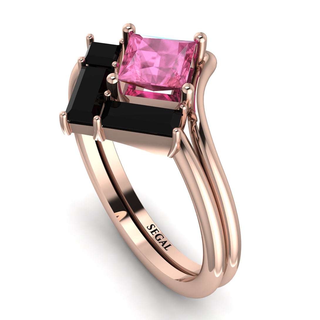 Stacking Princess Pink Moissanite Ring - Elise No. 808