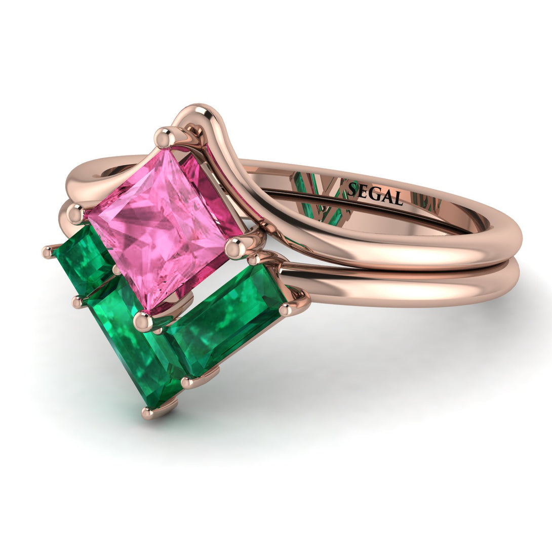 Stacking Princess Pink Moissanite Ring - Elise No. 805