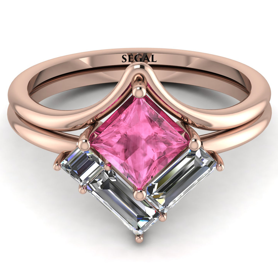 Stacking Princess Pink Moissanite Ring - Elise No. 802
