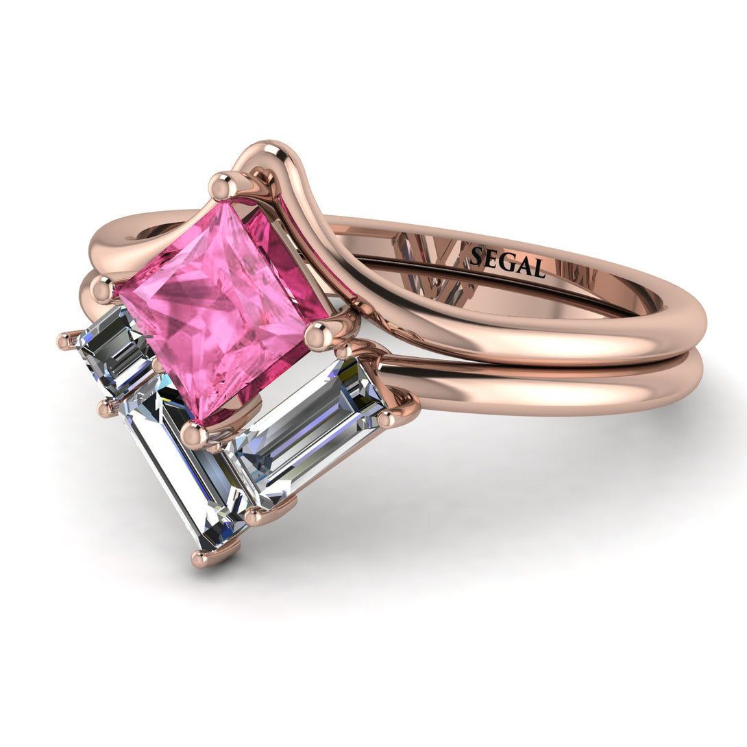 Stacking Princess Pink Moissanite Ring - Elise No. 802